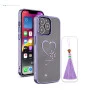 iPhone 13 Pro Bling Heart Purple Transparent Case