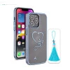 iPhone 13 Pro Bling Heart Blue Transparent Case