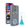 iPhone 13 Pro Bling Flower Blue Transparent Case