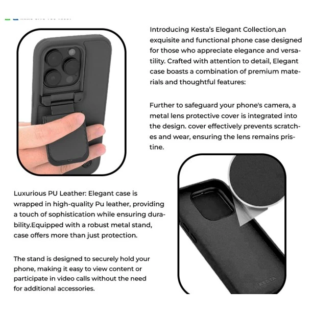 iPhone 13 Pro Elegant Black Leather Case