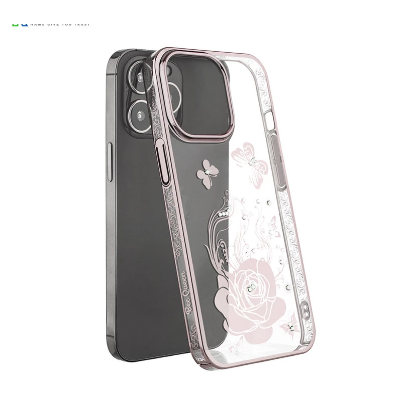 iPhone 13 Pro Bling Flower Cloud Gold Transparent Case