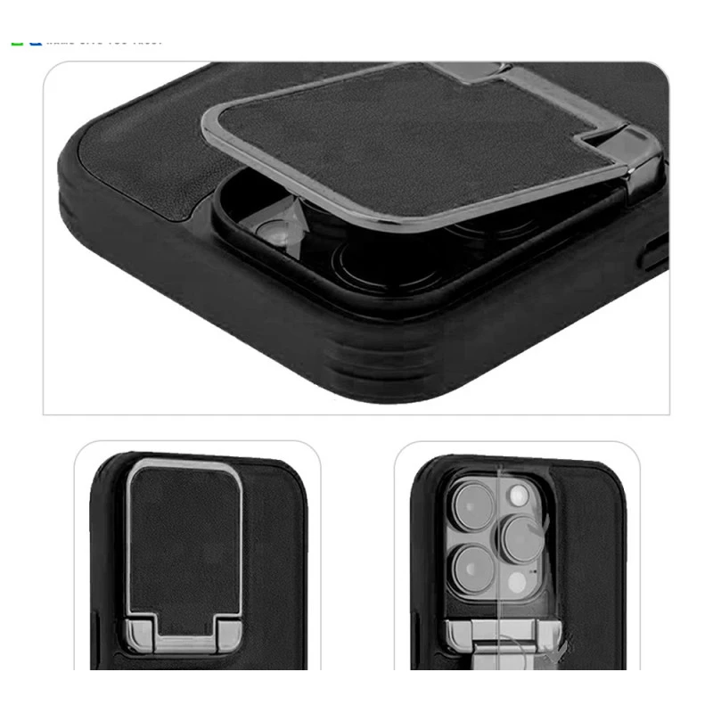 iPhone 13 Pro Flip Leather Case – Black Elegant Cover