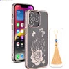 iPhone 13 Pro Bling Flower Cloud Gold Transparent Case