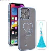 iPhone 13 Pro Max Bling Heart Blue Transparent Case