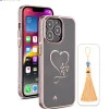 iPhone 13 Pro Max Bling Heart Cloud Gold Transparent Case