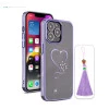 iPhone 13 Pro Max Bling Heart Purple Transparent Case