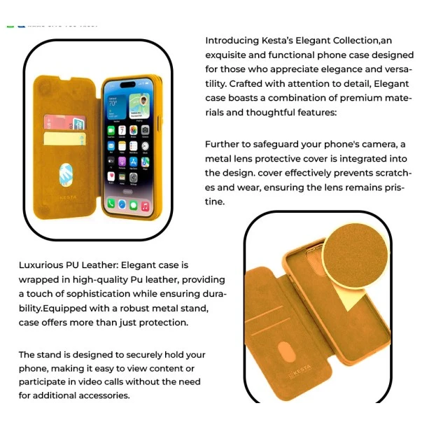iPhone 14 Brown Leather Flip Cover – Elegant Protective Case