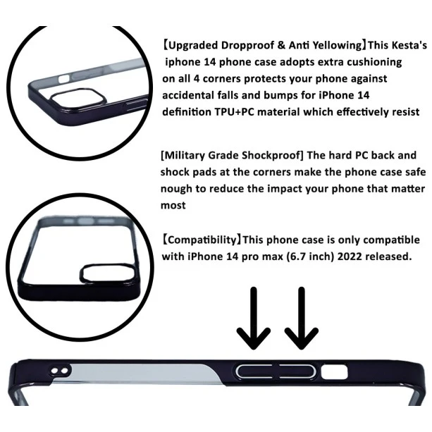 iPhone 14 Noble Black Transparent Case – Anti Yellowing Cover