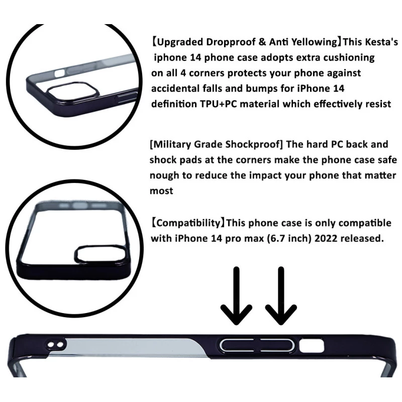 iPhone 14 Noble Black Transparent Case – Anti Yellowing Cover