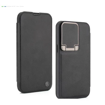 iPhone 14 Black Leather Flip Cover Case