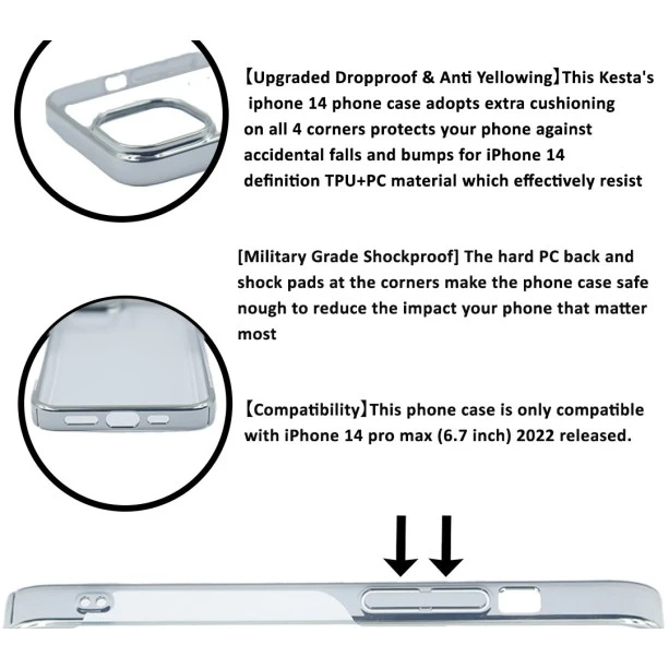 iPhone 14 Noble Silver Transparent Case – Anti Yellowing Cover