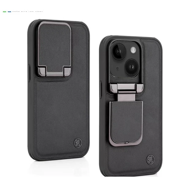 iPhone 14 Black Leather Case – Elegant Protective Cover