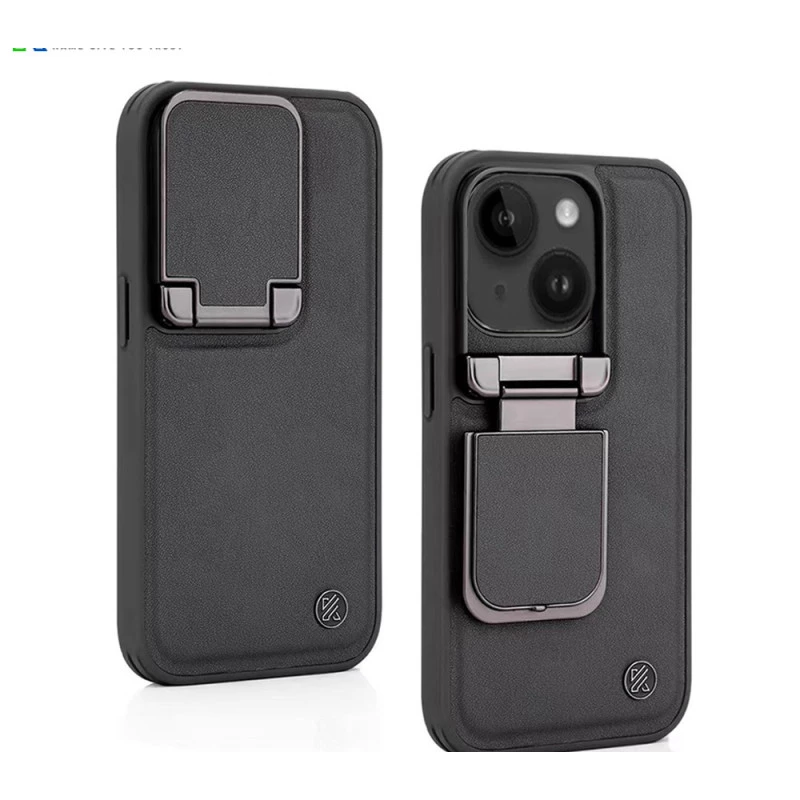 iPhone 14 Black Leather Case – Elegant Protective Cover