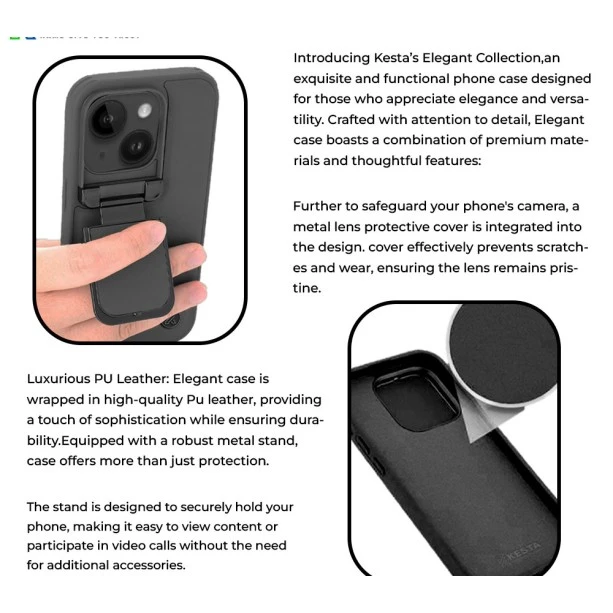 iPhone 14 Black Leather Case – Elegant Protective Cover