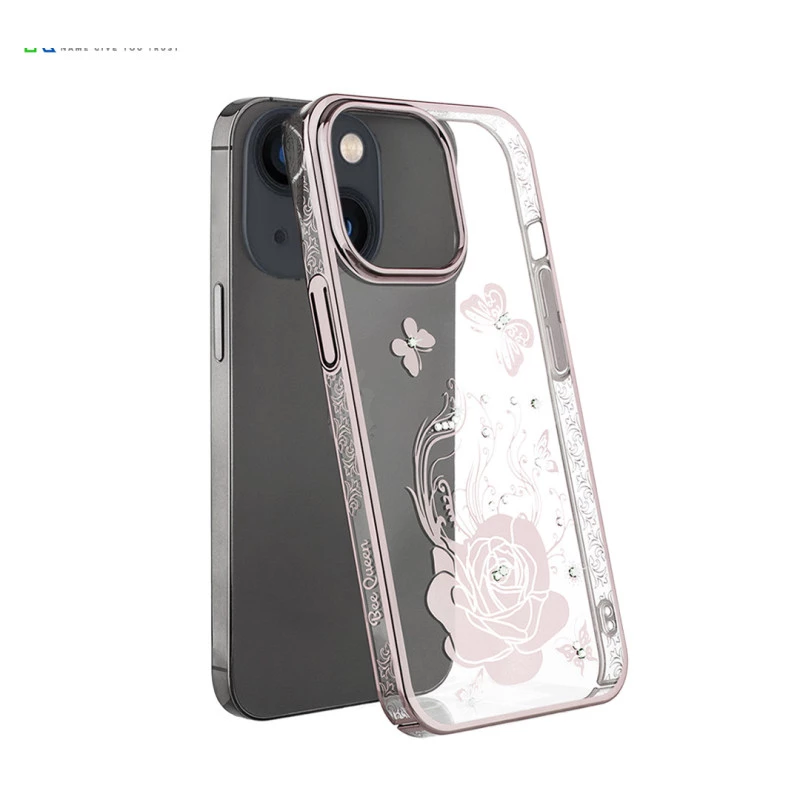 iPhone 14 Bling Flower Cloud Gold Transparent Case