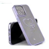 iPhone 14 Pro Bling Heart Purple Transparent Case