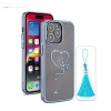 iPhone 14 Pro Cover - Bling Heart Blue Transparent Case