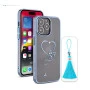 iPhone 14 Pro Cover - Bling Heart Blue Transparent Case