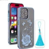 iPhone 14 Pro Bling Flower Blue Transparent Case