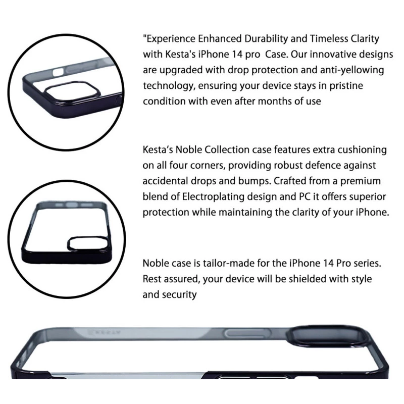 iPhone 14 Pro Black Transparent Case – Noble Clear Cover