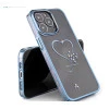 iPhone 14 Pro Cover - Bling Heart Blue Transparent Case
