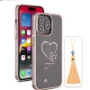 iPhone 14 Pro Max Bling Heart Cloud Gold Clear Case