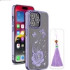 iPhone 14 Pro Max Bling Flower Purple Transparent Case