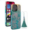 iPhone 14 Pro Max Peacock Glitter Green Transparent Case