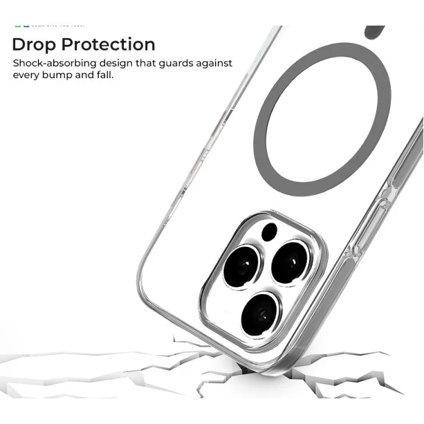 iPhone 14 Pro Max Ice Crystals Grey Transparent Case