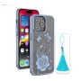 iPhone 14 Pro Max Bling Flower Blue Transparent Case