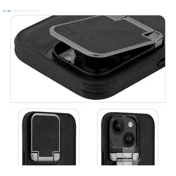 iPhone 15 Black Leather Flip Case – Handcrafted Luxury