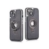 iPhone 15 Blue Leather Case with Magnetic Ring Holder