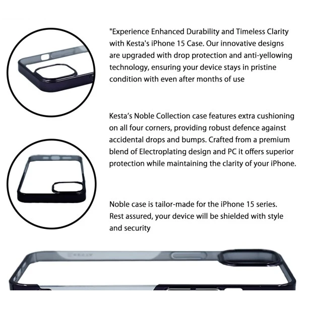 iPhone 15 Noble Black Transparent Case