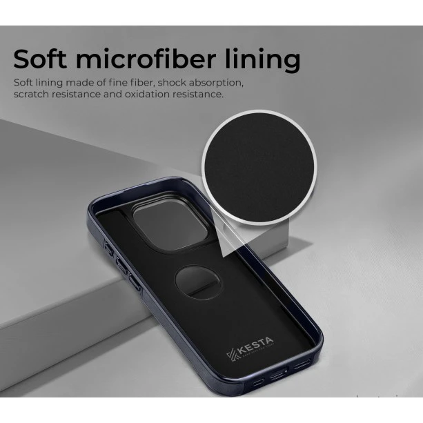 iPhone 15 Blue Leather Case with Magnetic Ring Holder