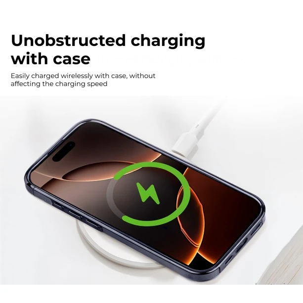 iPhone 15 Blue Leather Case with Magnetic Ring Holder