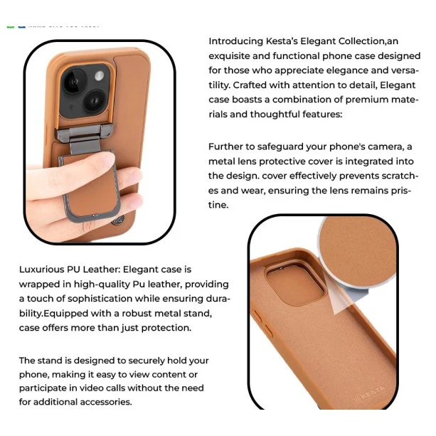 iPhone 15 Elegant Brown Leather Case – Camera Protection