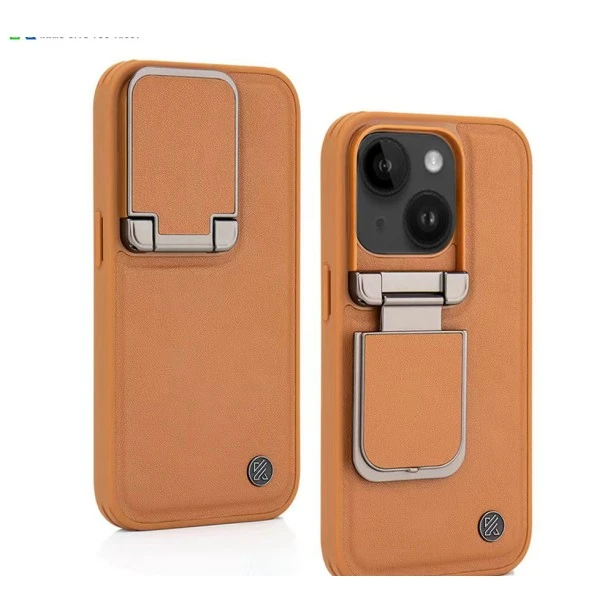 iPhone 15 Elegant Brown Leather Case – Camera Protection