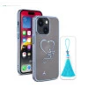 iPhone 15 Bling Heart Blue Transparent Case