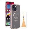 iPhone 15 Bling Heart Cloud Gold Case – Transparent Back Cover