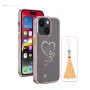 iPhone 15 Bling Heart Cloud Gold Case – Transparent Back Cover