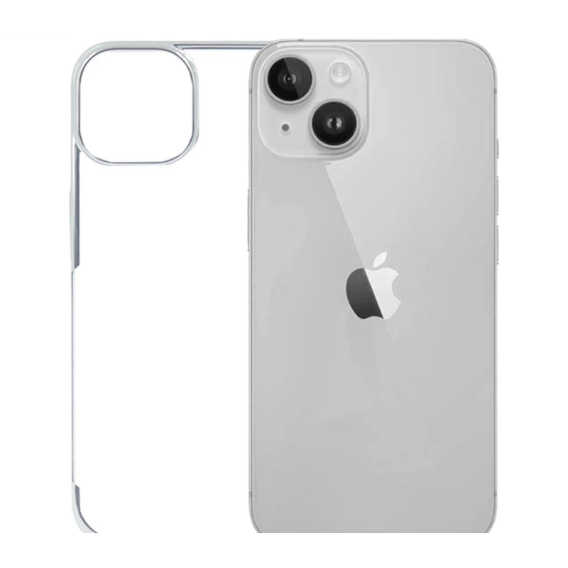 iPhone 15 Plus Transparent Case – Noble Silver Shockproof Cover