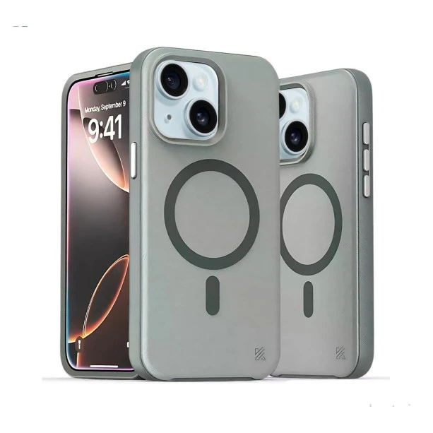 iPhone 15 Plus MagArmour Grey Hybrid Case – Grip & Gloss