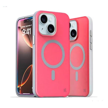 iPhone 15 Plus MagArmour Pink Hybrid Case – Grip & Gloss
