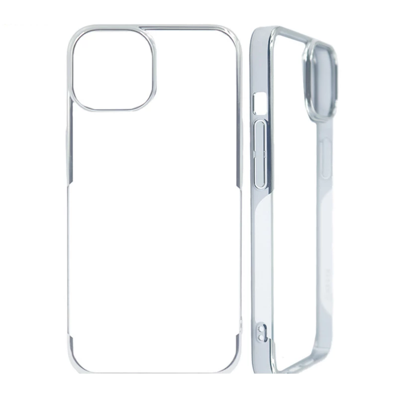 iPhone 15 Plus Transparent Case – Noble Silver Shockproof Cover