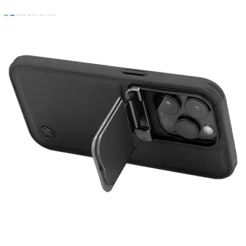 iPhone 15 Pro Black Leather Case – Camera Protection