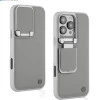 iPhone 15 Pro Leather Case – Grey Titanium with Camera Protection