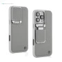 iPhone 15 Pro Leather Case – Grey Titanium with Camera Protection