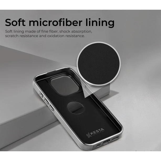 iPhone 15 Pro Leather Case with Magnetic Ring – Grey