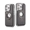 iPhone 15 Pro Max Leather Case with Magnetic Ring Holder – Classy Black Cover