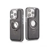 iPhone 15 Pro Max Leather Case with Magnetic Ring Holder – Classy Black Cover